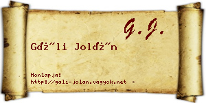 Gáli Jolán névjegykártya